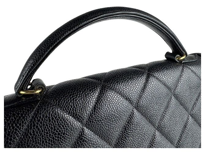 Borsa Chanel in pelle di vitello martellata nera Nero - vista 10