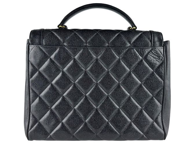 Borsa Chanel in pelle di vitello martellata nera Nero - vista 3
