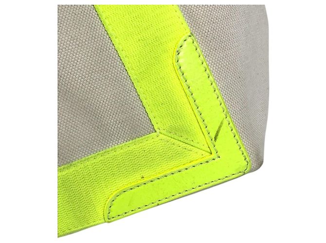 Balenciaga 339933 Navy Cabas S Tote Bag Bianco Giallo - vista 10