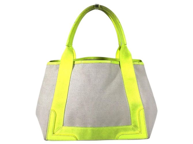Balenciaga 339933 Navy Cabas S Tote Bag Bianco Giallo - vista 2