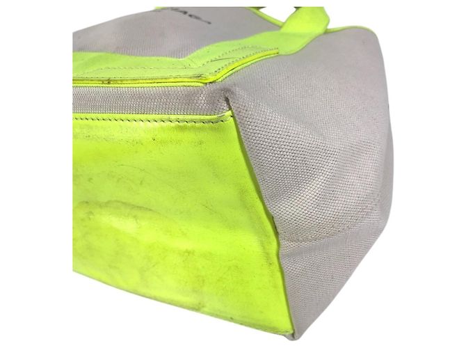 Balenciaga 339933 Navy Cabas S Tote Bag Bianco Giallo - vista 6