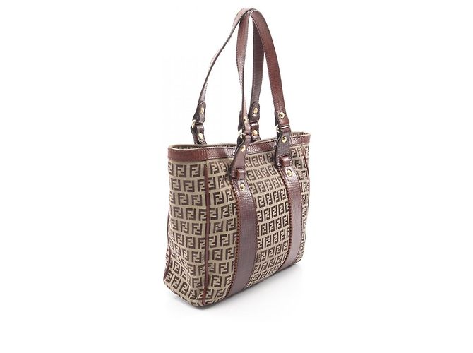 Fendi Zucchino Tote Bag Braun Beige - Ansicht 2