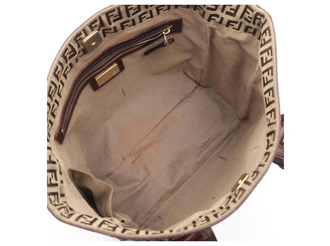 Fendi Zucchino Tote Bag Braun Beige - Ansicht 3