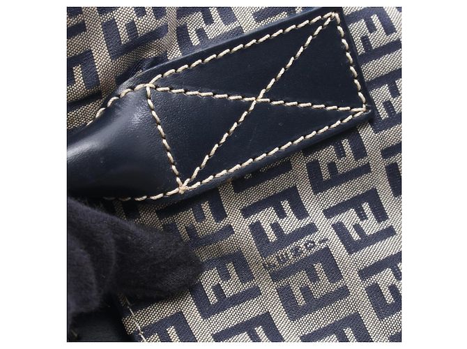 Fendi Zucchino Tote Bag Braun Marineblau - Ansicht 13