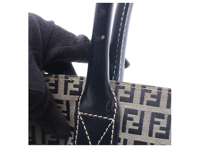 Fendi Zucchino Tote Bag Braun Marineblau - Ansicht 14