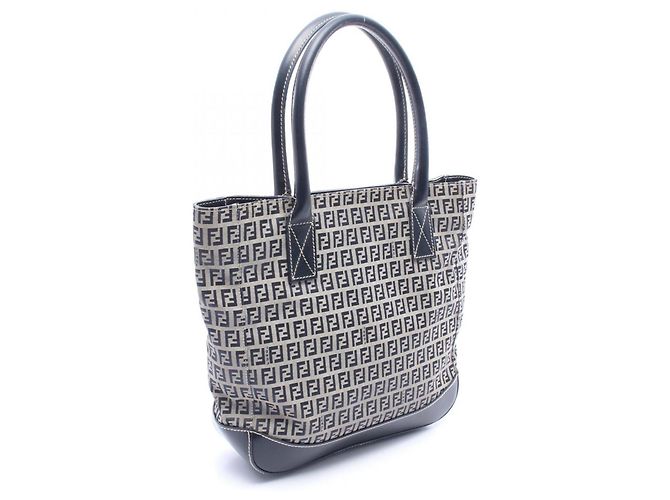 Fendi Zucchino Tote Bag Braun Marineblau - Ansicht 2