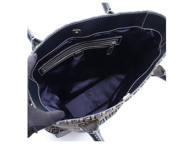 Fendi Zucchino Tote Bag Braun Marineblau - Ansicht 3