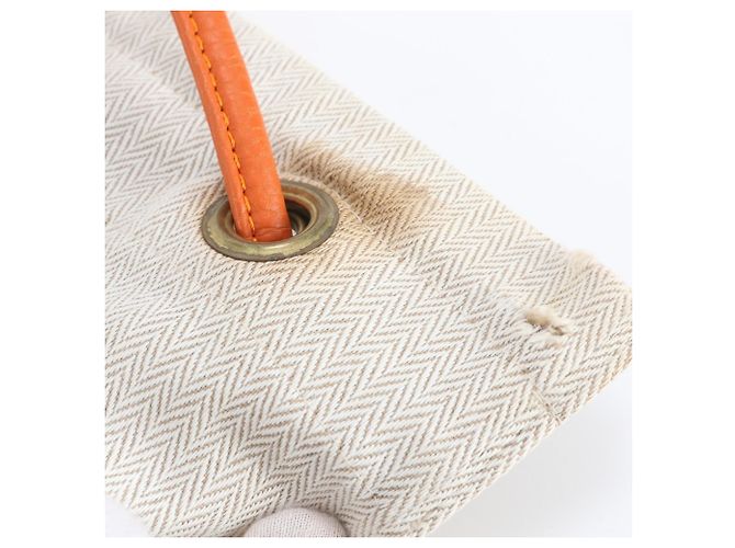 Hermès Borsa a Spalla Hermes Aline GM Toile Chevron Leather Beige Arancione - vista 10