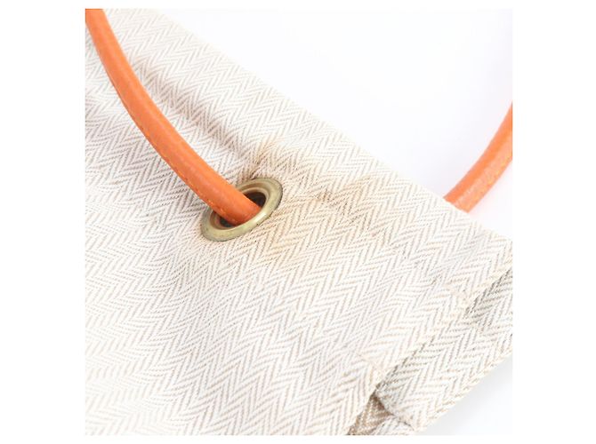 Hermès Borsa a Spalla Hermes Aline GM Toile Chevron Leather Beige Arancione - vista 8
