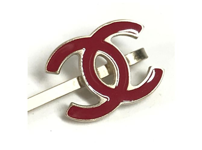 Fermaglio per capelli con logo Chanel CC Coco Mark Rosso D'oro - vista 3
