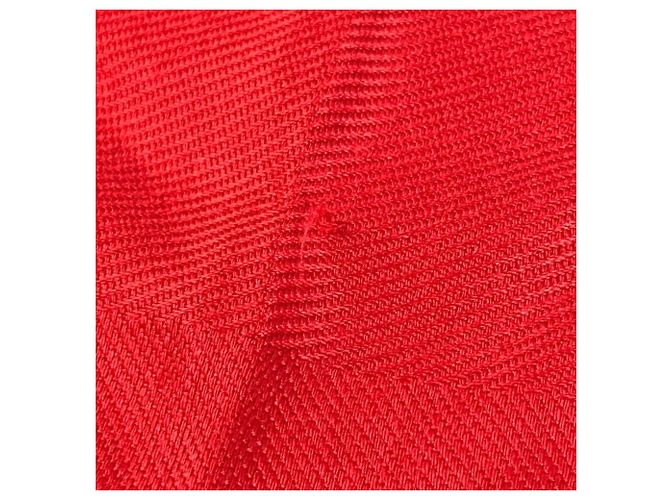 Stola Louis Vuitton Monogram in lana e seta rossa Rosso - vista 10
