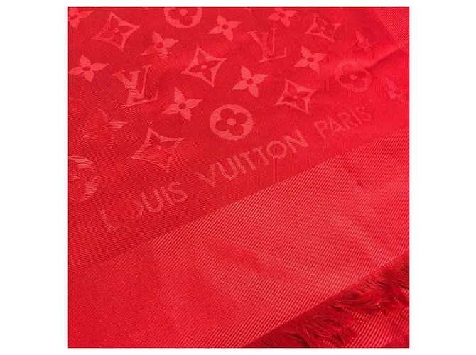 Stola Louis Vuitton Monogram in lana e seta rossa Rosso - vista 2