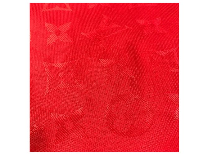 Stola Louis Vuitton Monogram in lana e seta rossa Rosso - vista 4