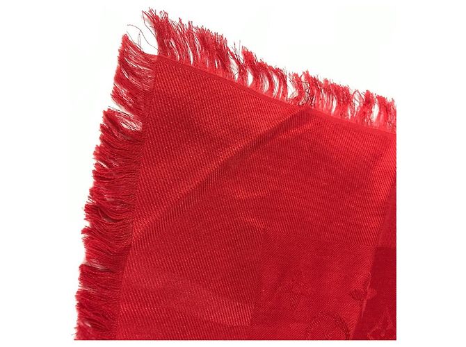 Stola Louis Vuitton Monogram in lana e seta rossa Rosso - vista 6