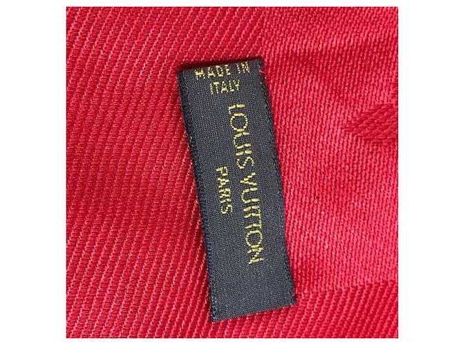 Stola Louis Vuitton Monogram in lana e seta rossa Rosso - vista 7
