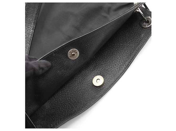 Bolsa de ombro Gucci em nylon preto e couro - vista 5