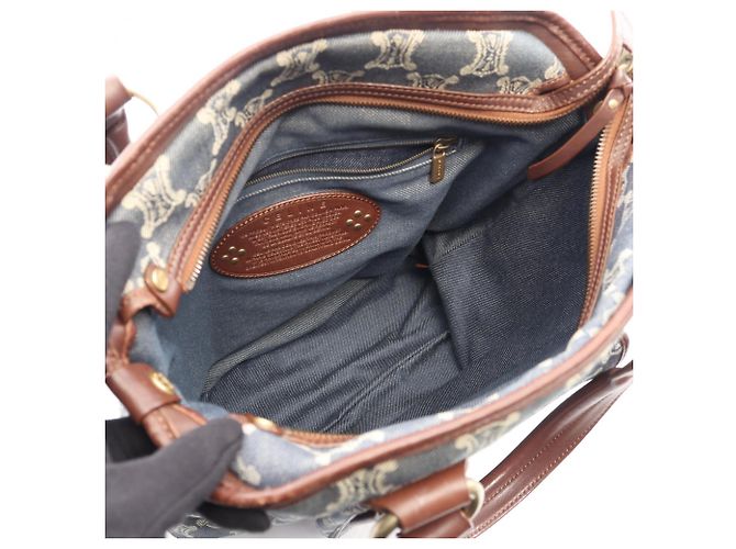 Céline Borsa Tote Celine Paris Macadam Marrone Blu - vista 3