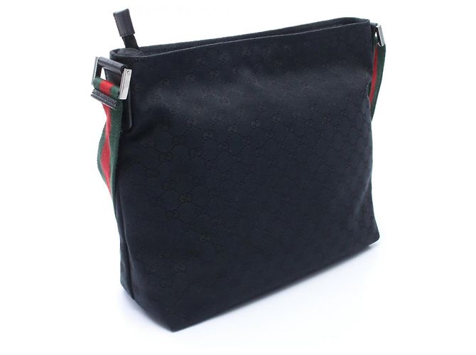 Borsa Gucci GG Canvas Sherry Line Nero Blu navy - vista 2