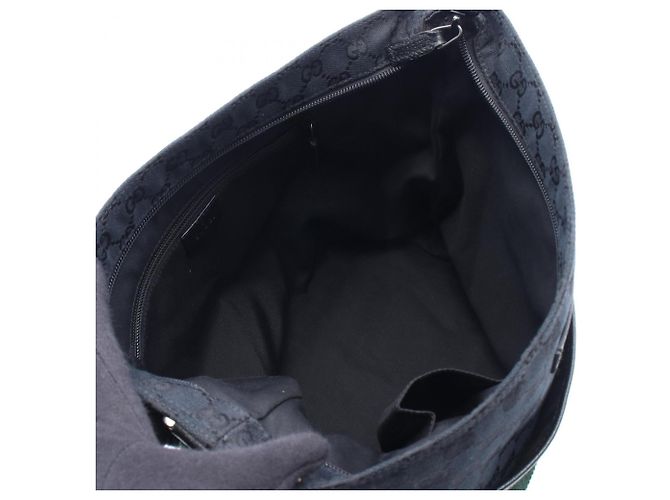 Borsa Gucci GG Canvas Sherry Line Nero Blu navy - vista 3