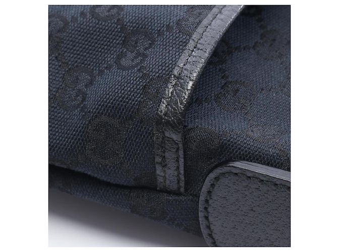 Borsa Gucci GG Canvas Sherry Line Nero Blu navy - vista 5