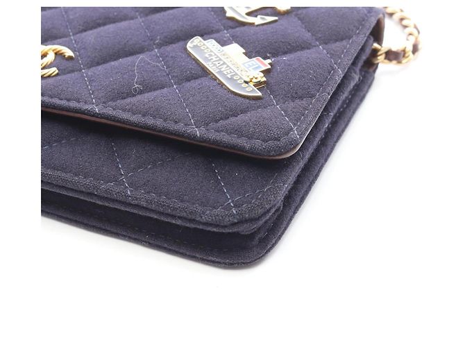 Borsa a Spalla Chanel Matelassé Marine Charm Marrone Blu navy - vista 8