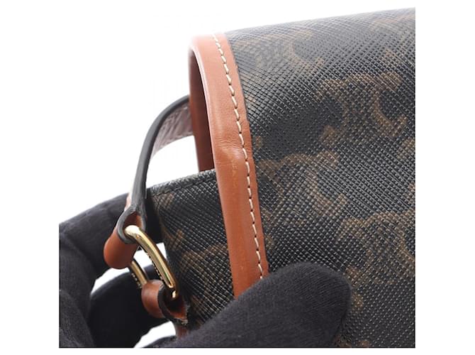 Céline Borsa a Spalla Celine Triomphe Marrone Nero - vista 5