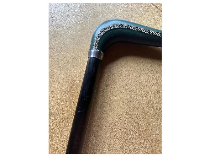 Autre Marque Bastone Mahaut Tango Swing Senea - Pelle Verde Grigio antracite Silver hardware Monogramma - vista 4