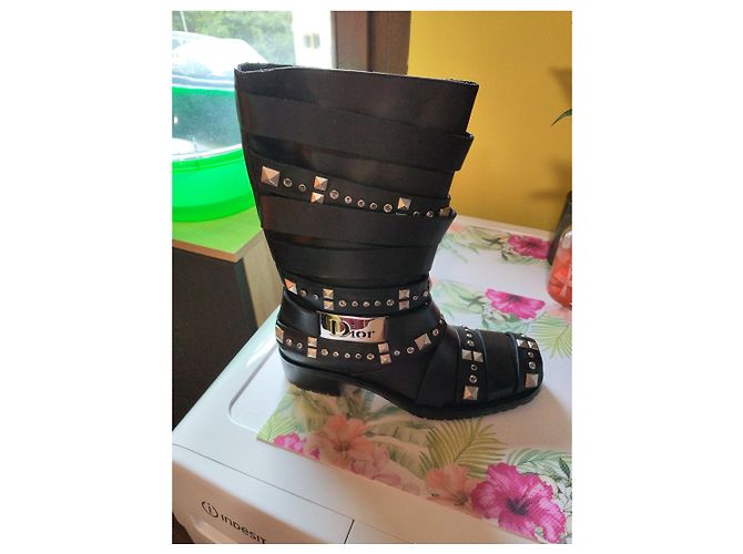 Dior Stivaletti in pelle nera con borchie Nero - vista 2