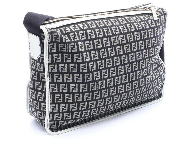 Borsa a Spalla Fendi Zucchino Marrone Nero Bianco - vista 2