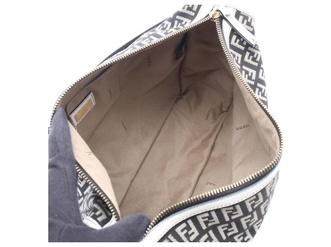 Borsa a Spalla Fendi Zucchino Marrone Nero Bianco - vista 3