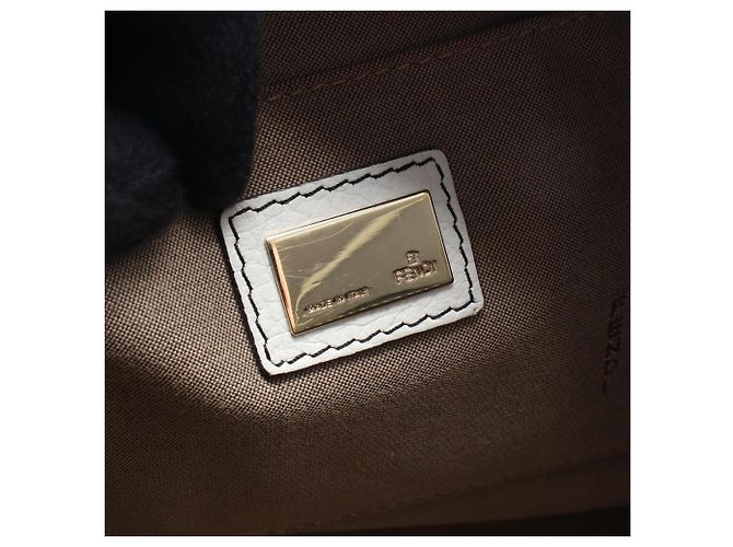 Borsa a Spalla Fendi Zucchino Marrone Nero Bianco - vista 4