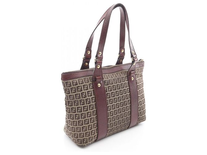 Fendi Zucchino Tote Bag Braun Beige - Ansicht 2