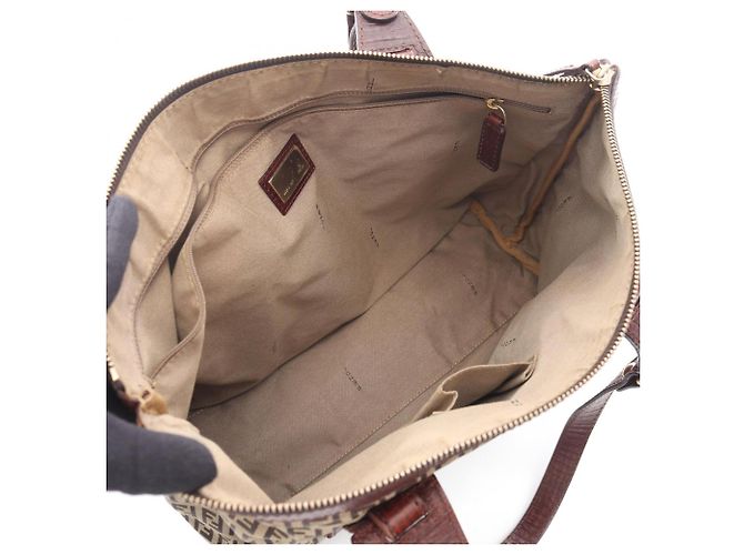 Fendi Zucchino Tote Bag Braun Beige - Ansicht 3