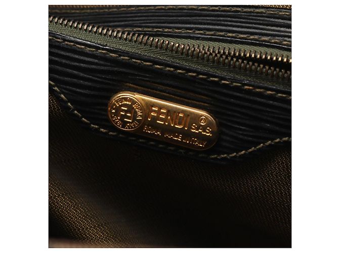 Borsa Fendi Zucca in pelle e tela nera e marrone Nero - vista 4
