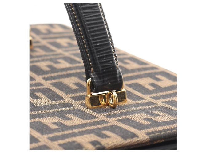 Borsa Fendi Zucca in pelle e tela nera e marrone Nero - vista 6