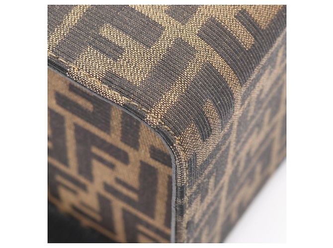 Borsa Fendi Zucca in pelle e tela nera e marrone Nero - vista 7