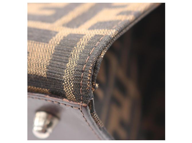 Borsa Fendi Zucca marrone in pelle e tela - vista 11