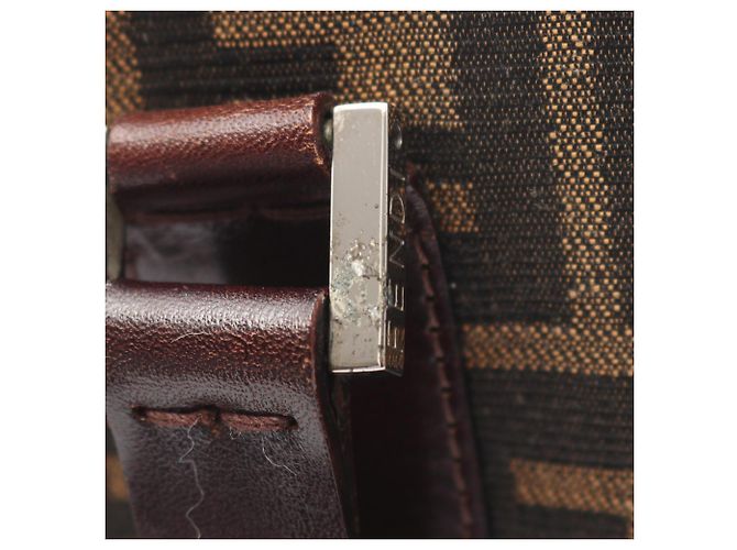 Borsa Fendi Zucca marrone in pelle e tela - vista 12