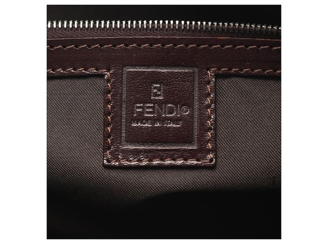 Borsa Fendi Zucca marrone in pelle e tela - vista 4