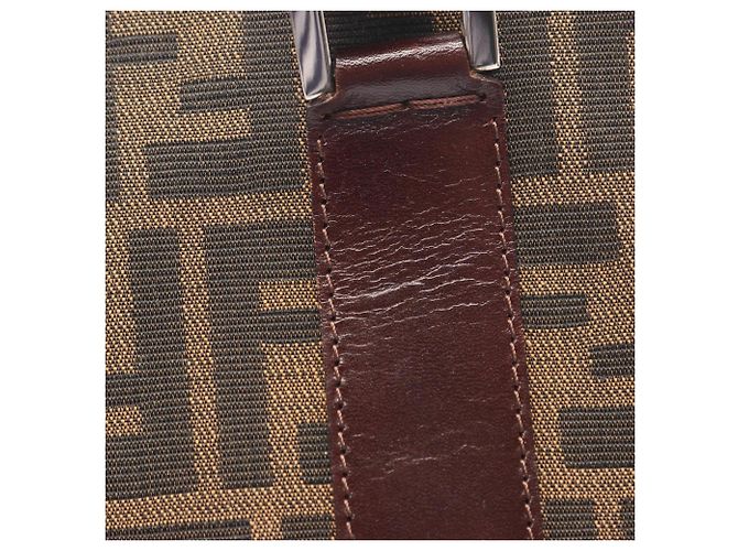 Borsa Fendi Zucca marrone in pelle e tela - vista 6