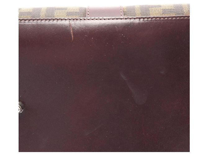 Borsa Fendi Zucca marrone in pelle e tela - vista 7