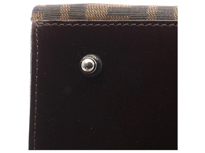 Borsa Fendi Zucca marrone in pelle e tela - vista 8