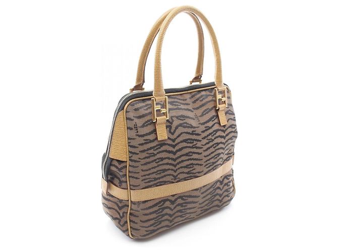 Fendi Zebra 2-Way Tote Bag Braun Schwarz - Ansicht 2