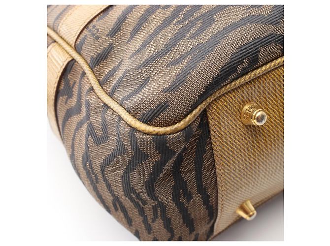 Fendi Zebra 2-Way Tote Bag Braun Schwarz - Ansicht 6