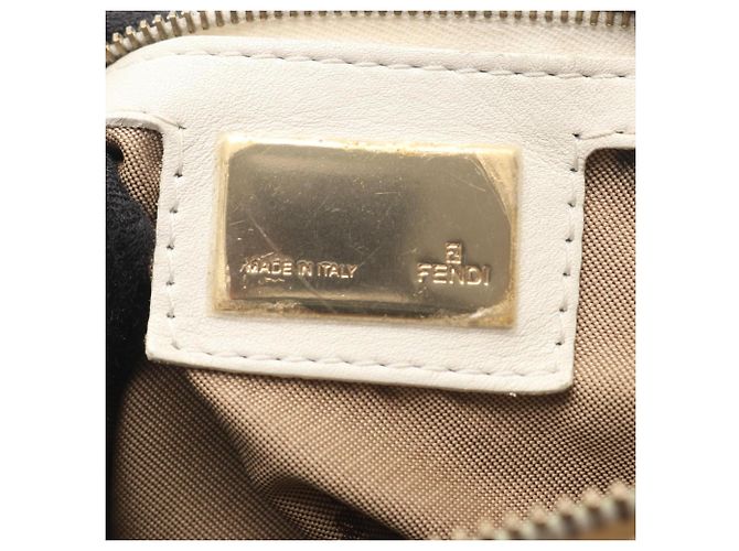 Borsa a Spalla Fendi Micro FF Bianco Beige - vista 4