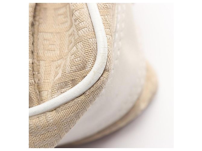 Borsa a Spalla Fendi Micro FF Bianco Beige - vista 5