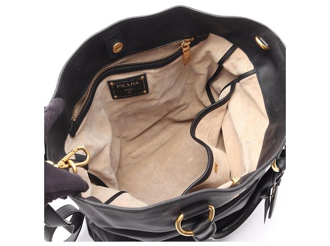 Borsa Tote 2WAY in vitello morbido Prada Nero - vista 3