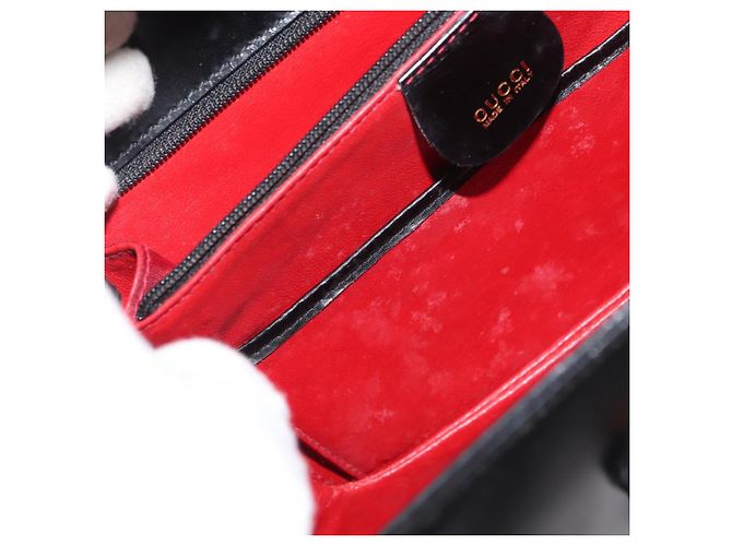 Borsa a mano GUCCI Bamboo in pelle nera e oro 000 1227 0633 Auth 178723V Nero D'oro - vista 11