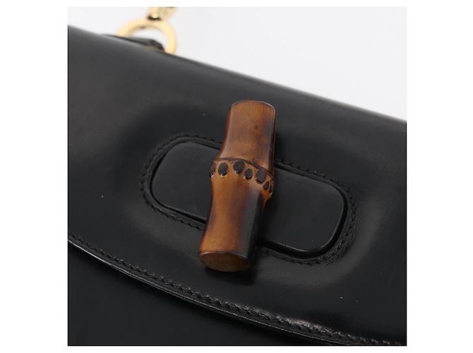 Borsa a mano GUCCI Bamboo in pelle nera e oro 000 1227 0633 Auth 178723V Nero D'oro - vista 18