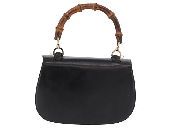 Borsa a mano GUCCI Bamboo in pelle nera e oro 000 1227 0633 Auth 178723V Nero D'oro - vista 2